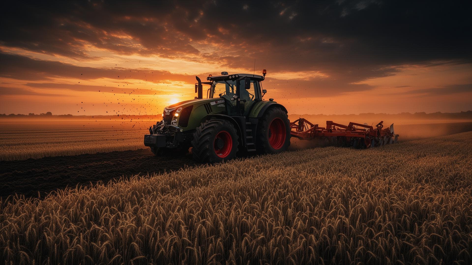 Tarım makinesi tarlada çalışırken